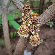  Antique stone Jhumkas-03