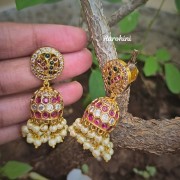 Antique Stone Jhumkas-01
